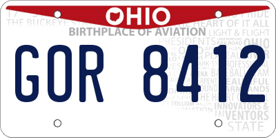 OH license plate GOR8412