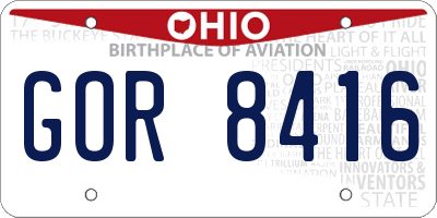 OH license plate GOR8416