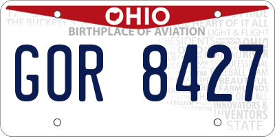 OH license plate GOR8427