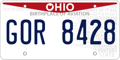 OH license plate GOR8428