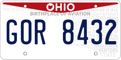 OH license plate GOR8432