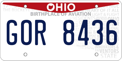 OH license plate GOR8436