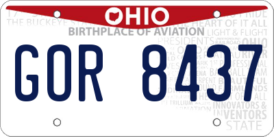OH license plate GOR8437