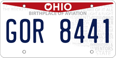 OH license plate GOR8441