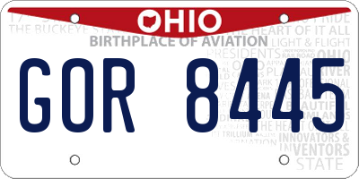 OH license plate GOR8445