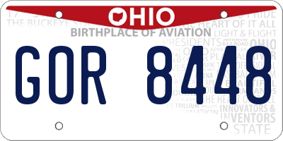 OH license plate GOR8448