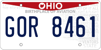 OH license plate GOR8461