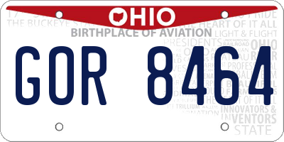 OH license plate GOR8464