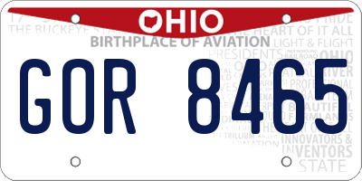 OH license plate GOR8465