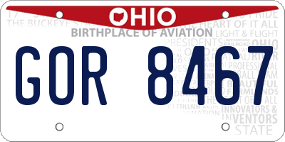 OH license plate GOR8467