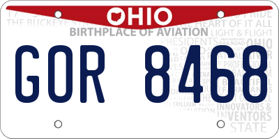 OH license plate GOR8468