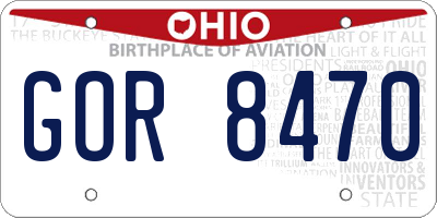 OH license plate GOR8470