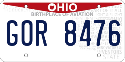 OH license plate GOR8476