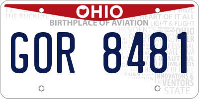 OH license plate GOR8481