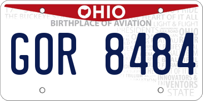 OH license plate GOR8484