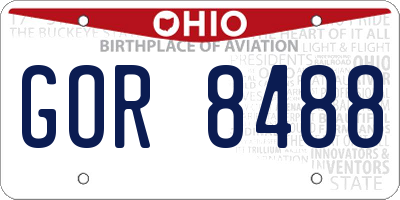 OH license plate GOR8488
