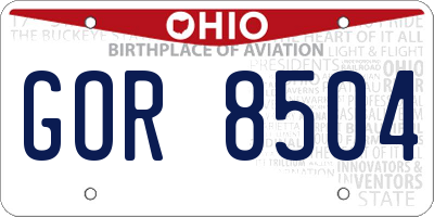 OH license plate GOR8504