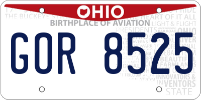 OH license plate GOR8525