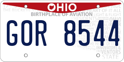 OH license plate GOR8544