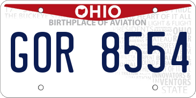 OH license plate GOR8554