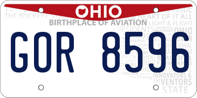 OH license plate GOR8596