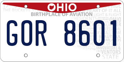 OH license plate GOR8601