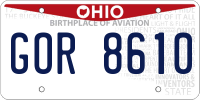OH license plate GOR8610