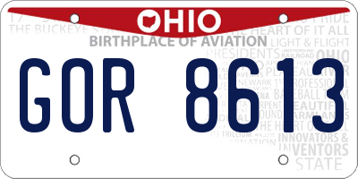 OH license plate GOR8613