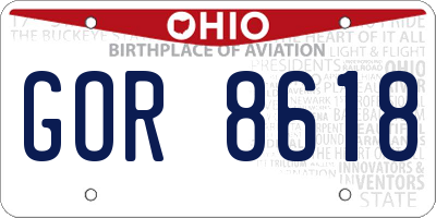 OH license plate GOR8618