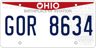 OH license plate GOR8634