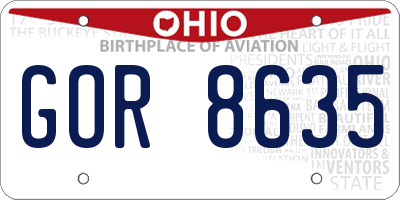 OH license plate GOR8635