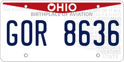 OH license plate GOR8636