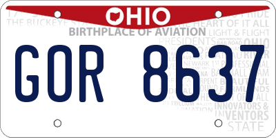 OH license plate GOR8637