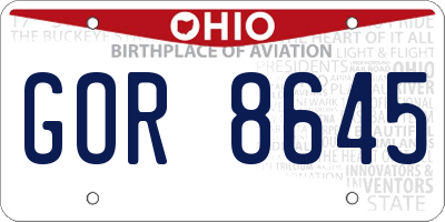 OH license plate GOR8645