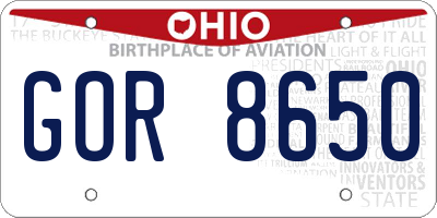 OH license plate GOR8650
