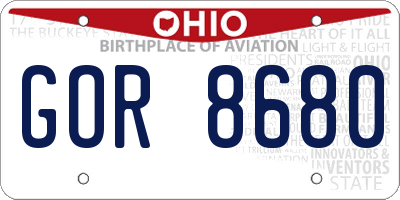 OH license plate GOR8680