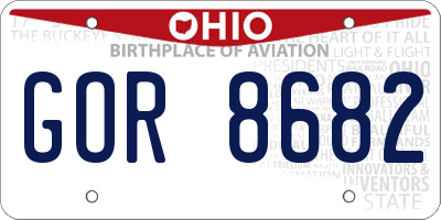 OH license plate GOR8682