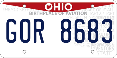 OH license plate GOR8683