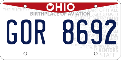 OH license plate GOR8692