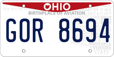 OH license plate GOR8694