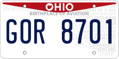 OH license plate GOR8701