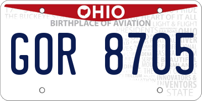 OH license plate GOR8705