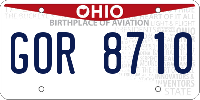 OH license plate GOR8710