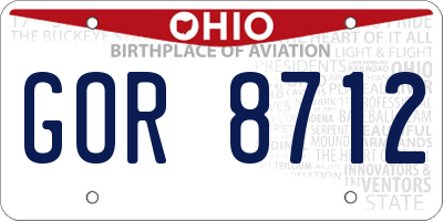 OH license plate GOR8712