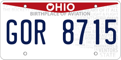 OH license plate GOR8715