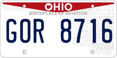 OH license plate GOR8716