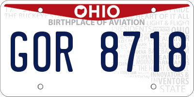 OH license plate GOR8718