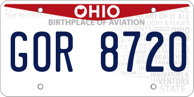 OH license plate GOR8720