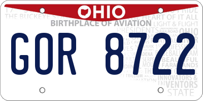 OH license plate GOR8722