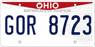 OH license plate GOR8723